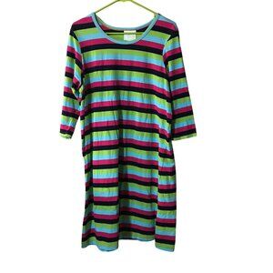 LOLLY WOLLY DOODLE CASUAL STRIPED DRESS 3/4 SLEEVE WOMENS SIZE XXL